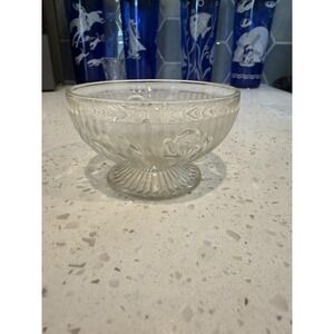 Jeannette Iris Herringbone Crystal Clear Low Sherbet Depression Glass
